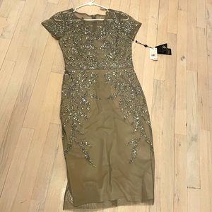 Adrianna Papell Short Sleeve Beaded Cocktail Dress